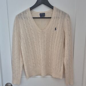 Polo by Ralph Lauren V-Neck Sweater in Cream